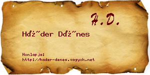 Háder Dénes névjegykártya